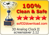 3D Analog Clock II screensaver 2.12 Clean & Safe award